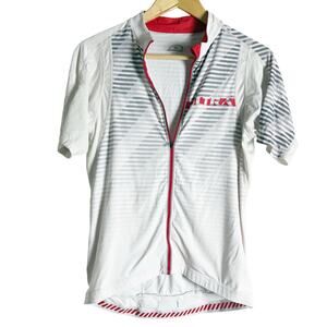 Performance Bicycle Ultra White Red Cycling Jersey Short Sleeve Zip Up Shirt M